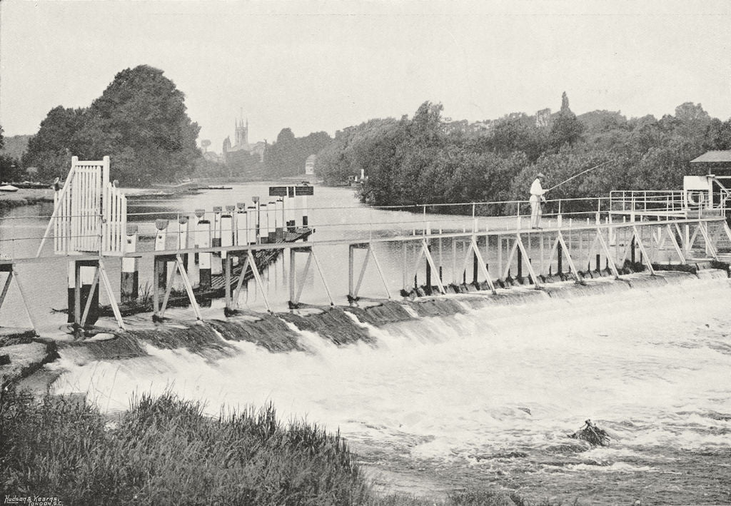 SURREY. Molesey Weir fishing 1897 old antique vintage print picture